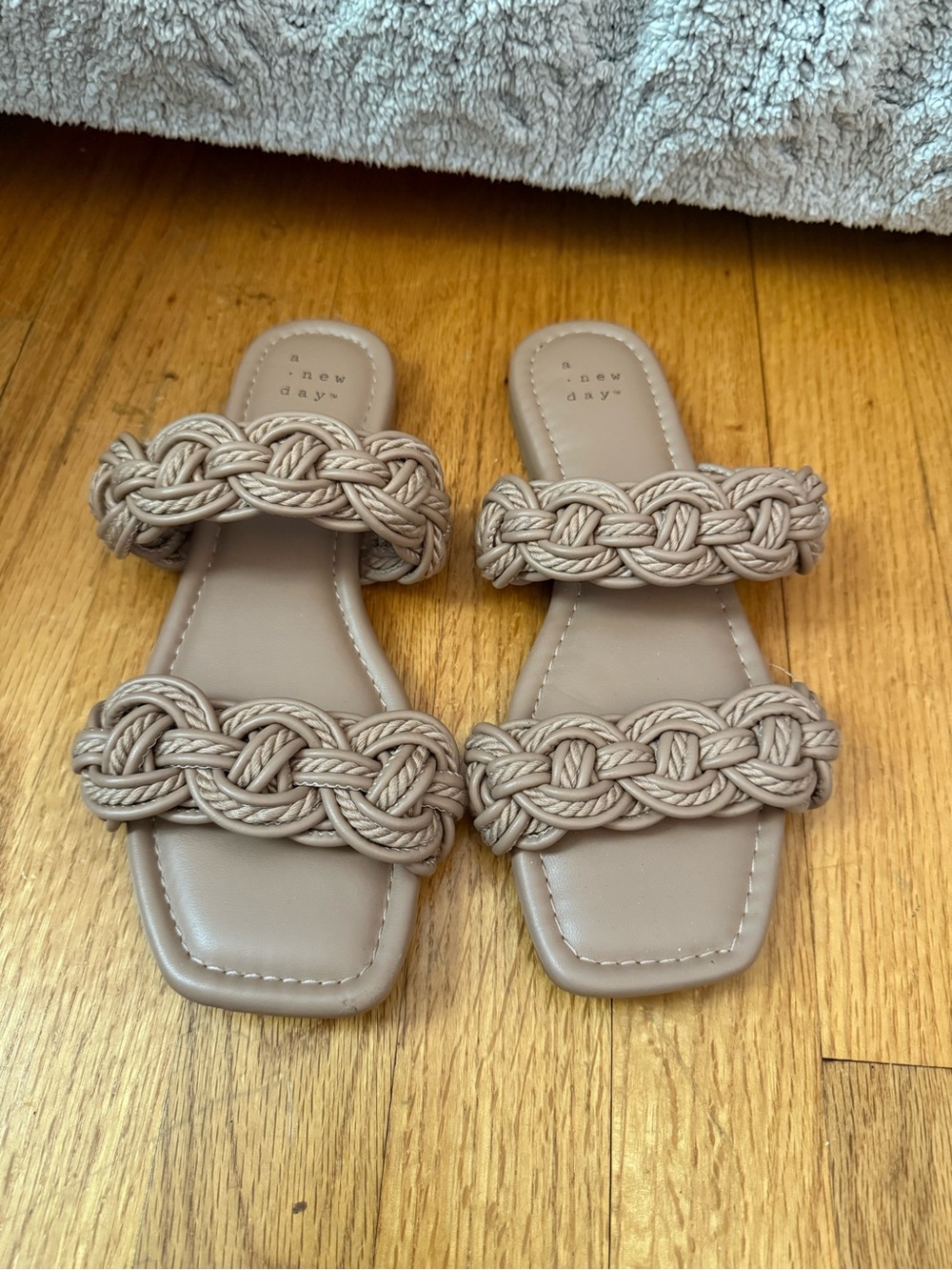 a new day Braided Double-Strap Slide Sandal in Taupe